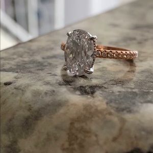 Two-tone white and rose gold diamond ring